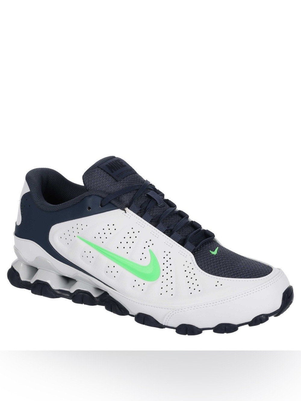 Nike Men’s Athletic Shoes - White, Navy & Neon Green Swoosh